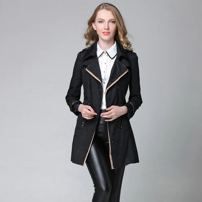 Spring and Autumn New Fashion Women'S Long Double-Breasted Color Trench Coat Version Slimming Slim Coat a Hair
